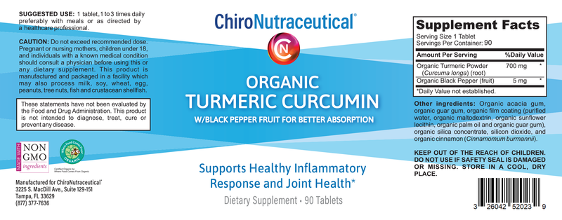 Organic Turmeric Curcumin with Black Pepper Fruit